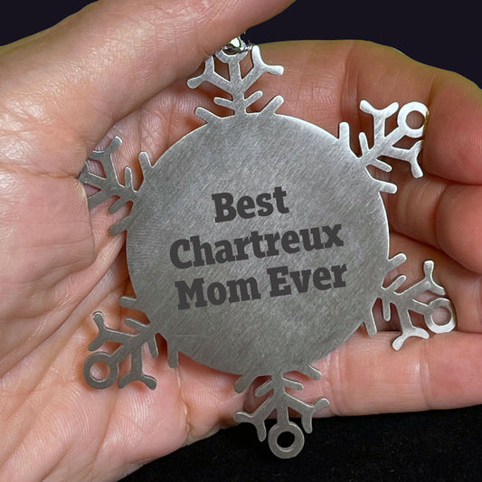 Funny Chartreux Cat Mom Gifts from Friends for Unique Christmas Snowflake Ornaments, Best Chartreux Mom Ever Quote