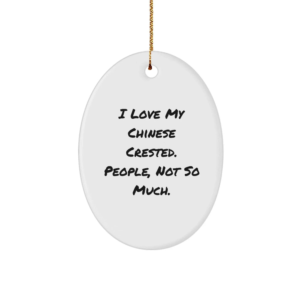 Funny Chinese Crested Dog Oval Ornament Gifts from Friends for Men Women Family Christmas Unique