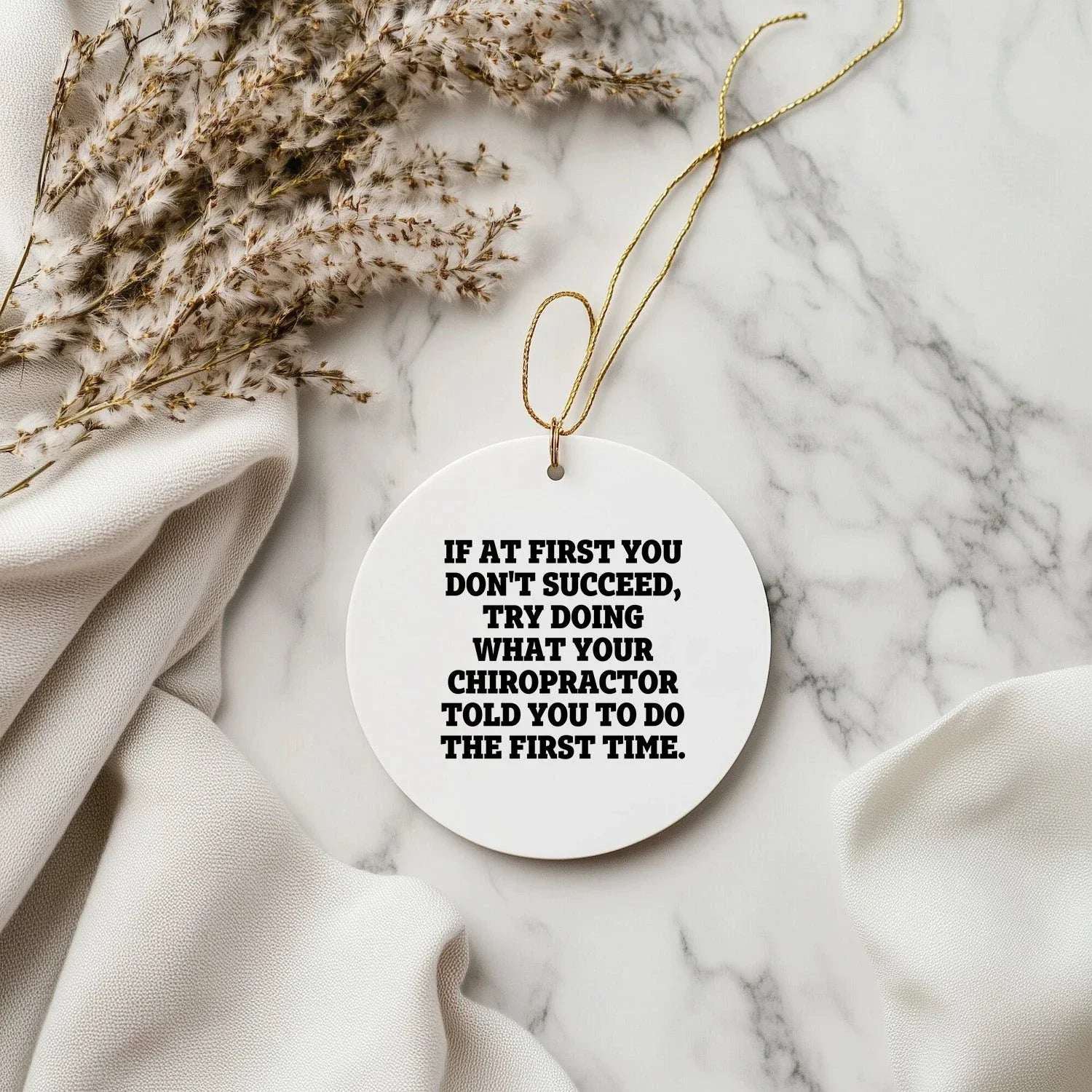 Funny Chiropractor Gifts, Circle Ornament - If At First You Don't Succeed, Try Doing What Your Chiropractor Told You To Do The First Time