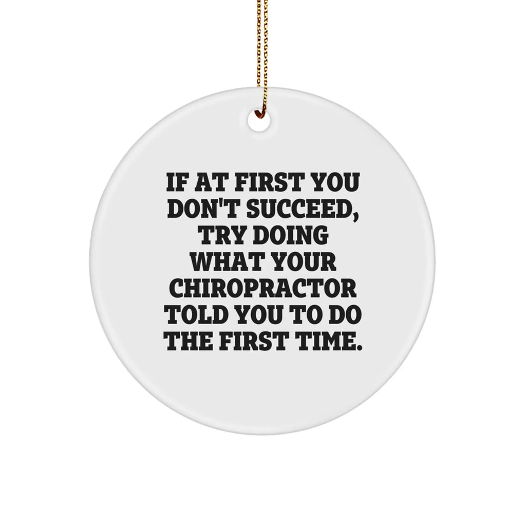 Funny Chiropractor Gifts, Circle Ornament - If At First You Don't Succeed, Try Doing What Your Chiropractor Told You To Do The First Time