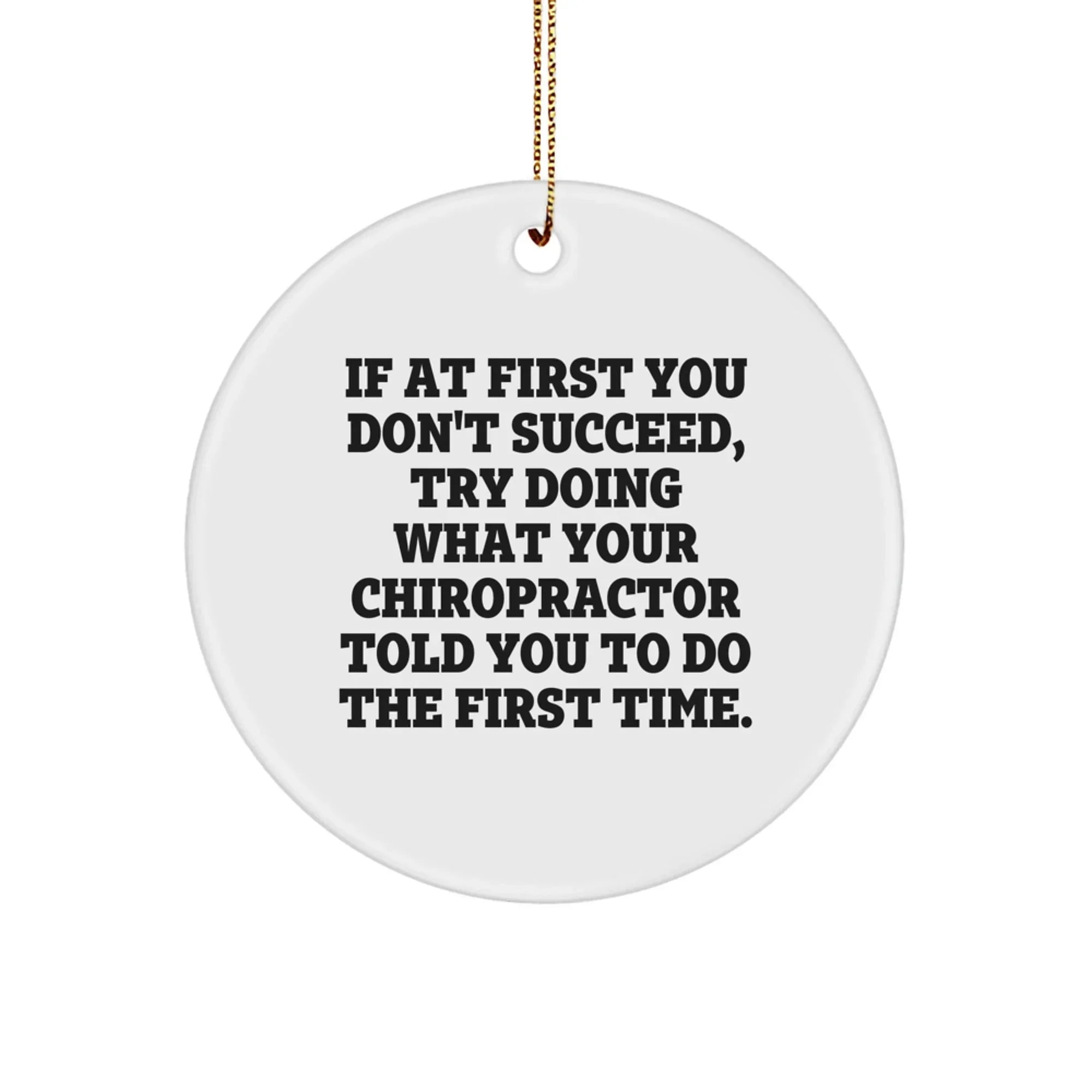 Funny Chiropractor Gifts, Circle Ornament - If At First You Don't Succeed, Try Doing What Your Chiropractor Told You To Do The First Time