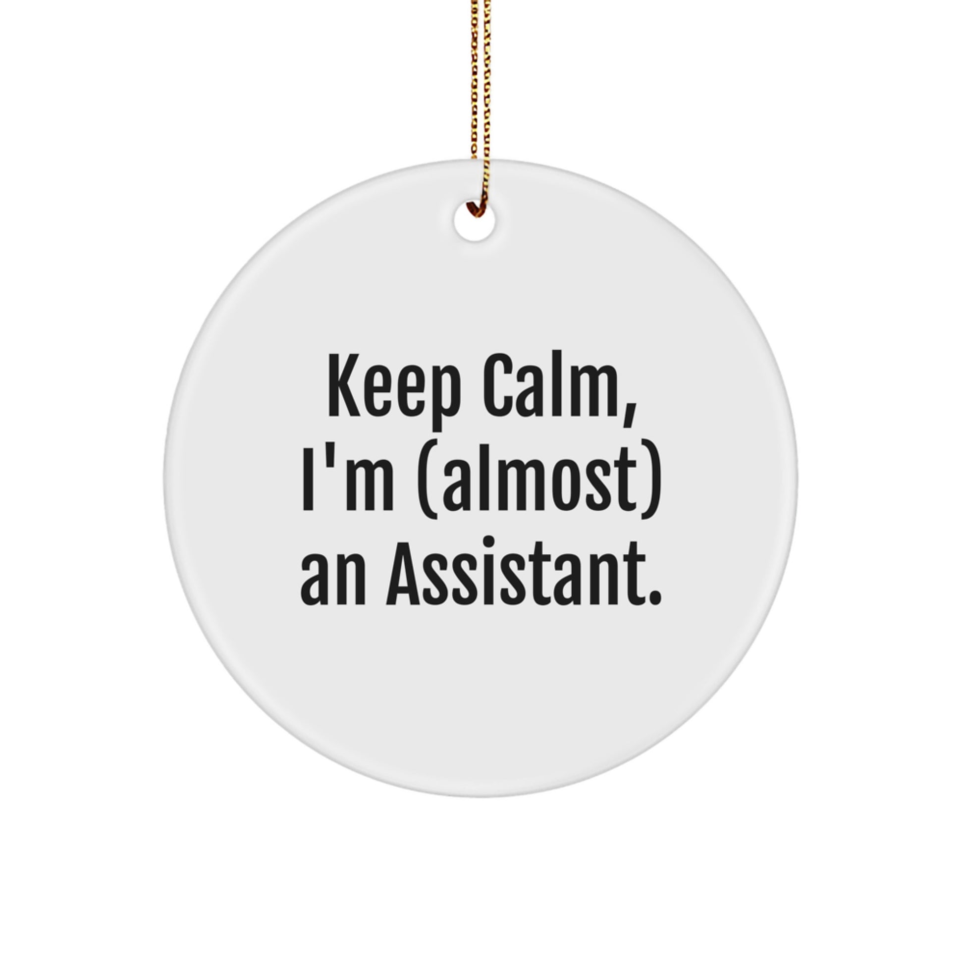 Funny Christmas Unique Gifts from Friends, Coworkers, or Family - Keep Calm I'm (almost) An Assistant Circle Ornament, Assistant Humor, Holiday Decorations