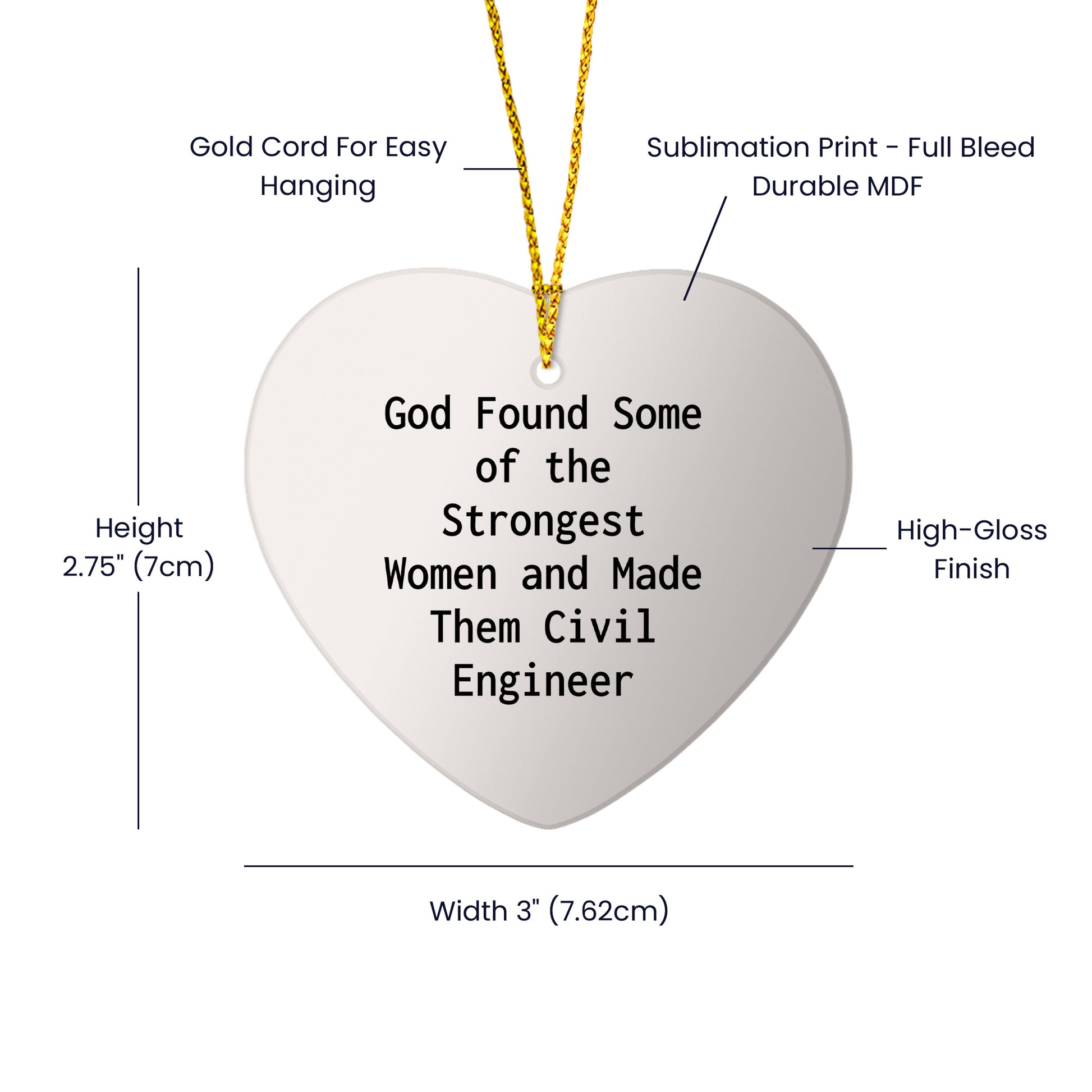 Funny Civil Engineer Heart Ornament Gifts from Men to Women for Christmas