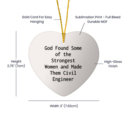 Funny Civil Engineer Heart Ornament Gifts from Men to Women for Christmas