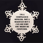 Funny Compliance Officer Gifts from Men to Friends for Christmas - Snowflake Ornament, 'I'm A Compliance Officer. Not A Magician But I Can See Why You Might Be Confused.'