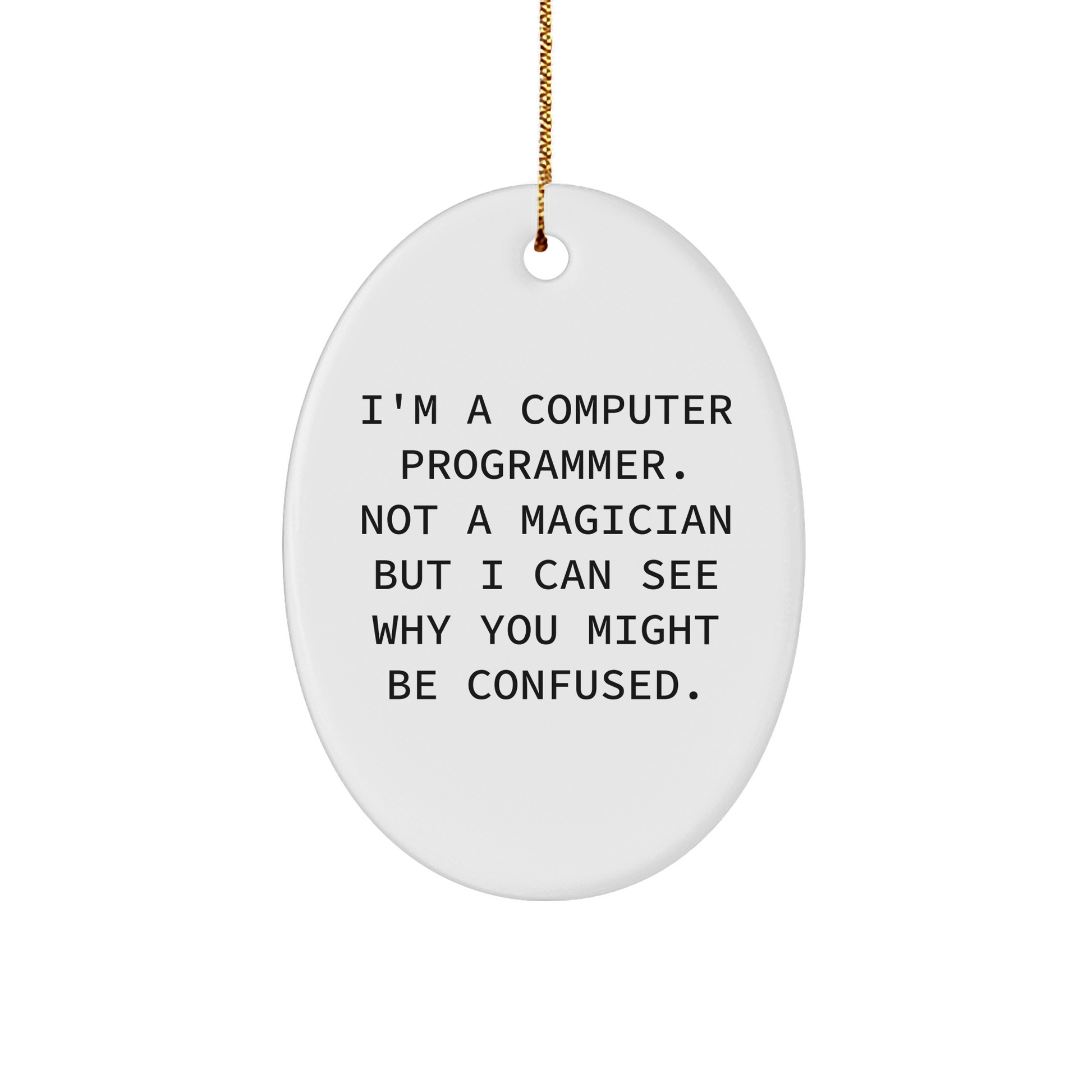 Funny Computer Programmer Gifts for Him, Oval Ornament with I'm Not a Magician Quote, Gifts from Men to Coworkers, Perfect Christmas Unique Gifts for Programmers