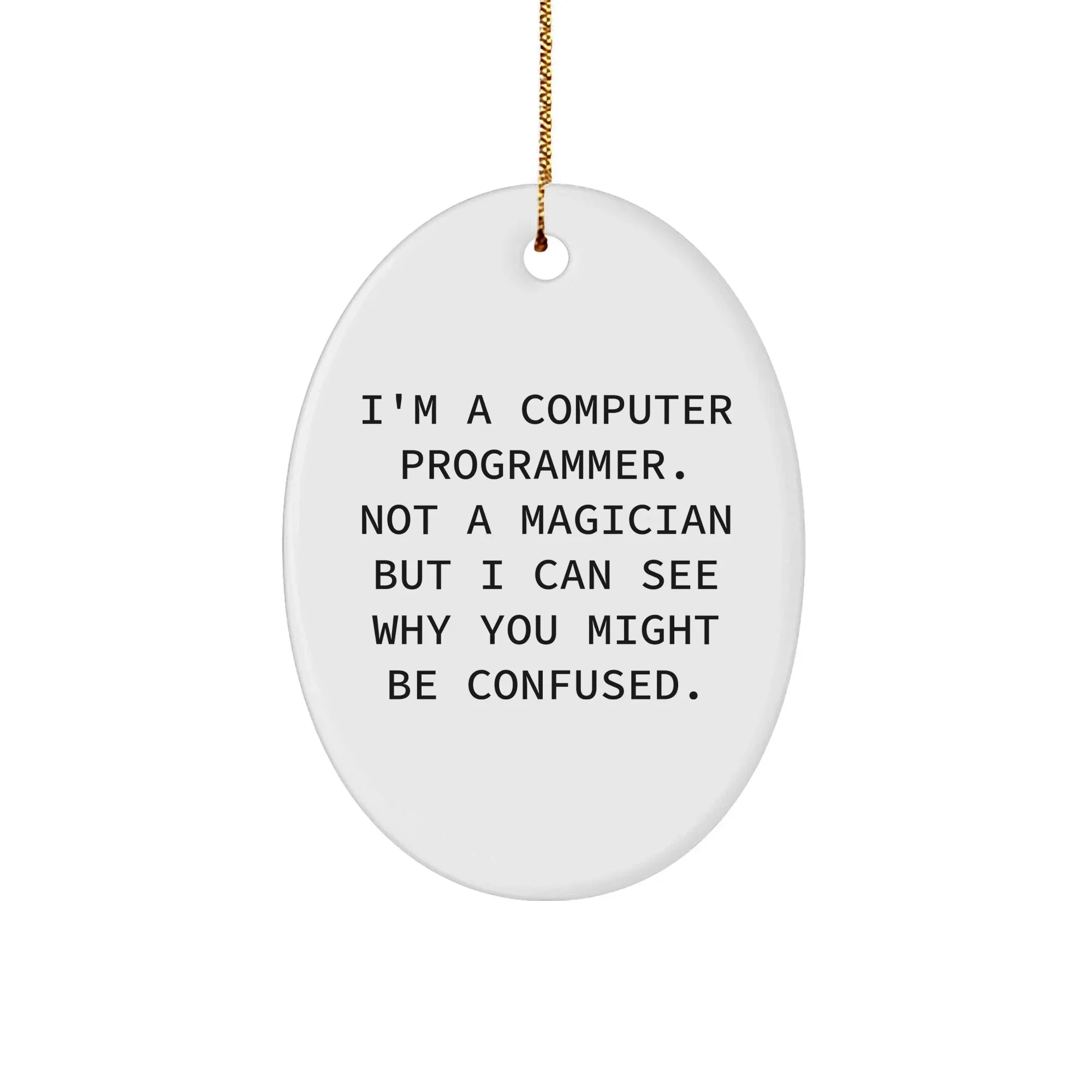 Funny Computer Programmer Gifts for Him, Oval Ornament with I'm Not a Magician Quote, Gifts from Men to Coworkers, Perfect Christmas Unique Gifts for Programmers