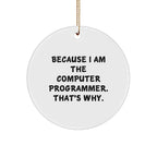 Funny Computer Programmer Gifts from Friends, Circle Ornament for Men, Because I Am The Computer Programmer. That's Why., Christmas Unique Gifts for Him
