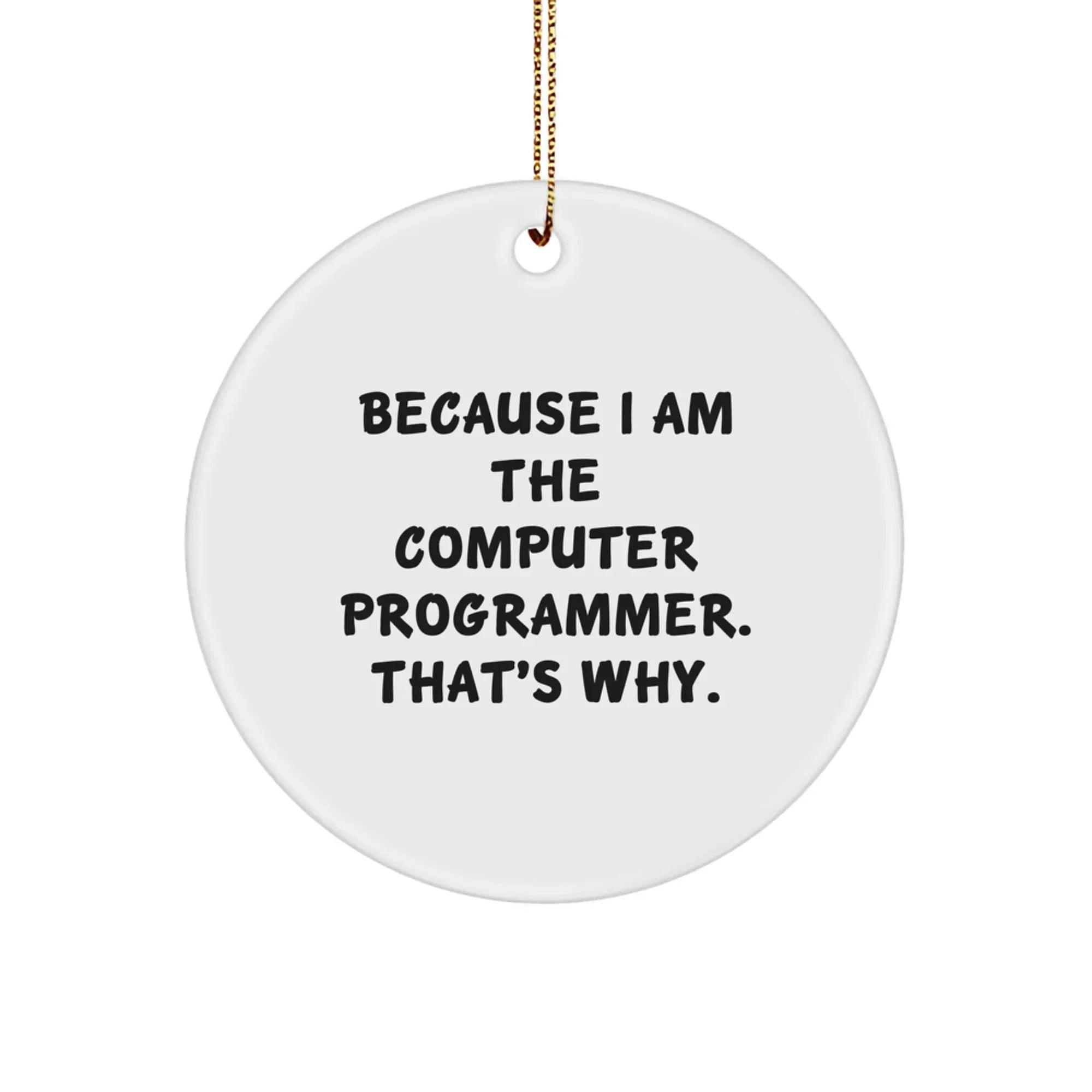 Funny Computer Programmer Gifts from Friends, Circle Ornament for Men, Because I Am The Computer Programmer. That's Why., Christmas Unique Gifts for Him