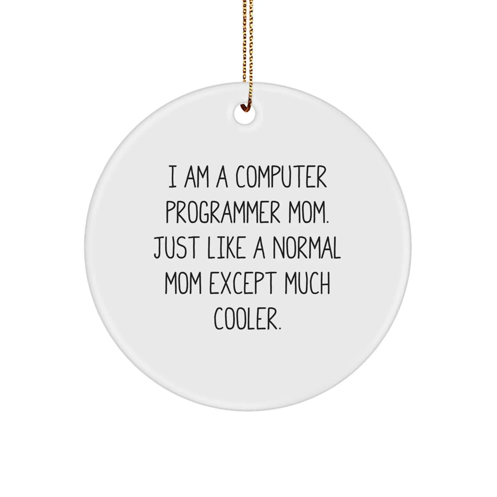 Funny Computer Programmer Mom Circle Ornament, Gifts for Computer Programmer, Christmas Unique Gifts from Mom, Christmas Decorations for Home, Inspirational Quote