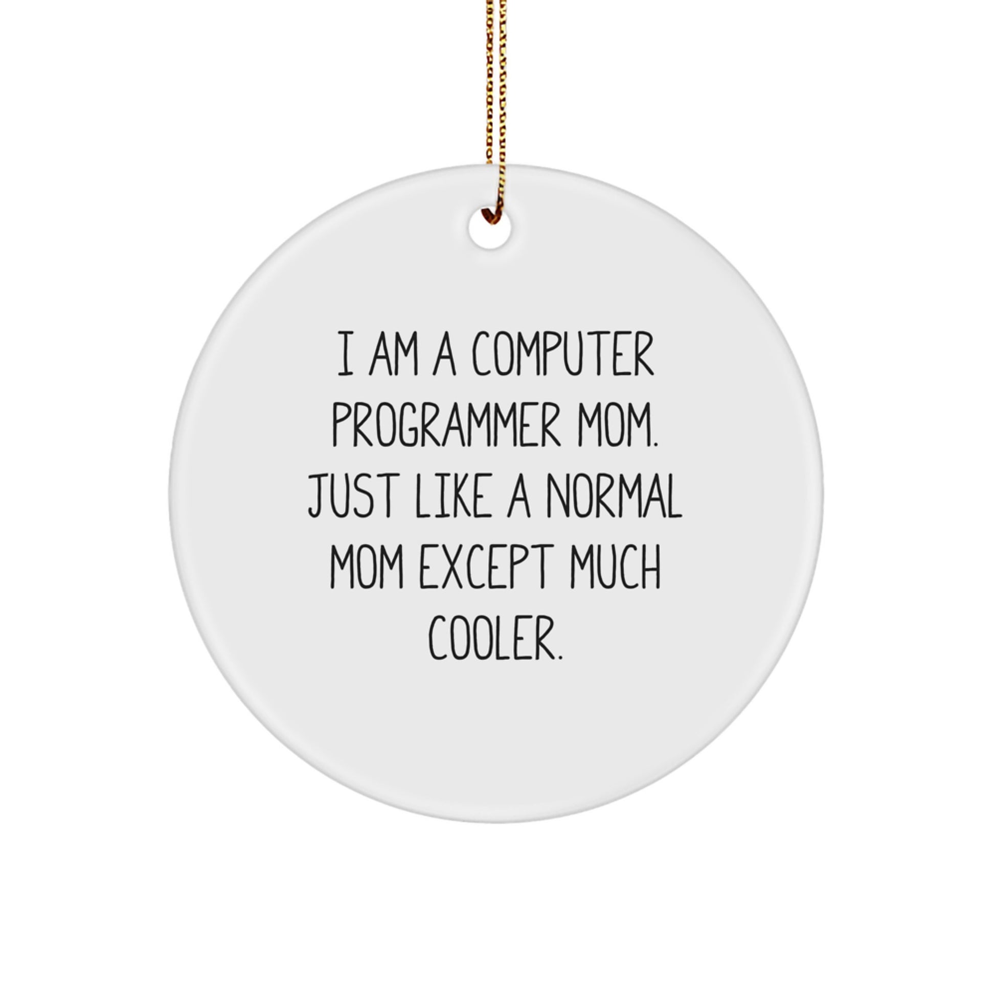 Funny Computer Programmer Mom Circle Ornament, Gifts for Computer Programmer, Christmas Unique Gifts from Mom, Christmas Decorations for Home, Inspirational Quote