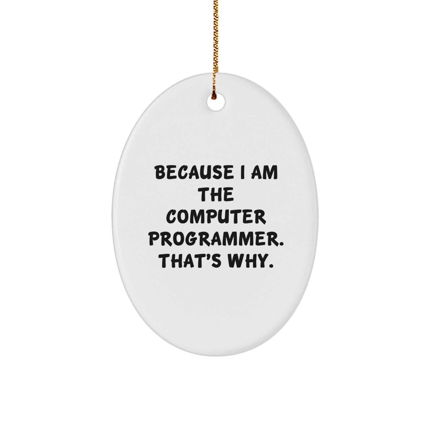 Funny Computer Programmer Oval Ornament Gifts from Friends for Christmas - Because I Am The Computer Programmer. That's Why.