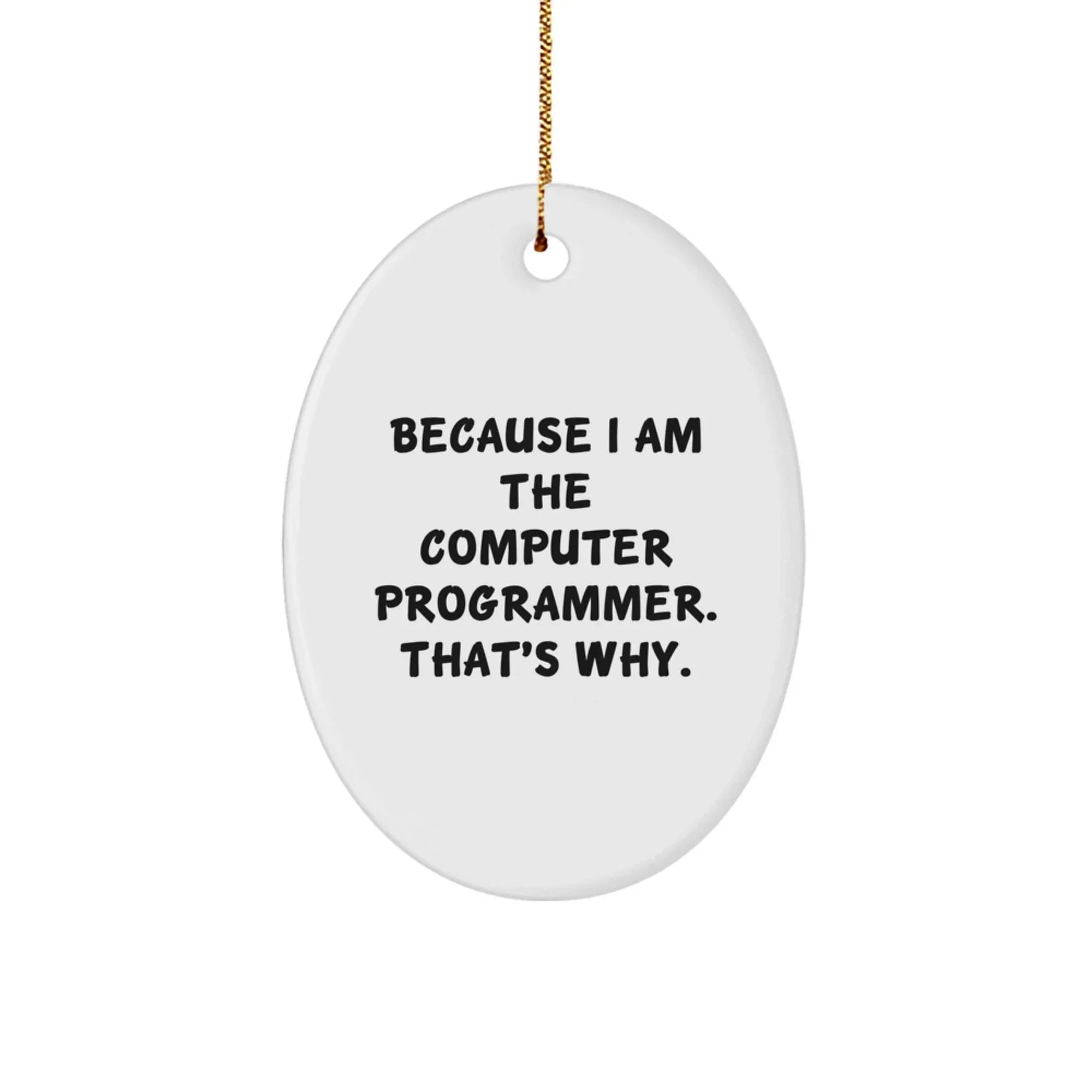 Funny Computer Programmer Oval Ornament Gifts from Friends for Christmas - Because I Am The Computer Programmer. That's Why.