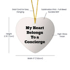 Funny Concierge Gifts - 'My Heart Belongs To A Concierge' Heart Ornament for Christmas, Gifts from Family, Friends, or Coworkers, Perfect for Concierge Enthusiasts