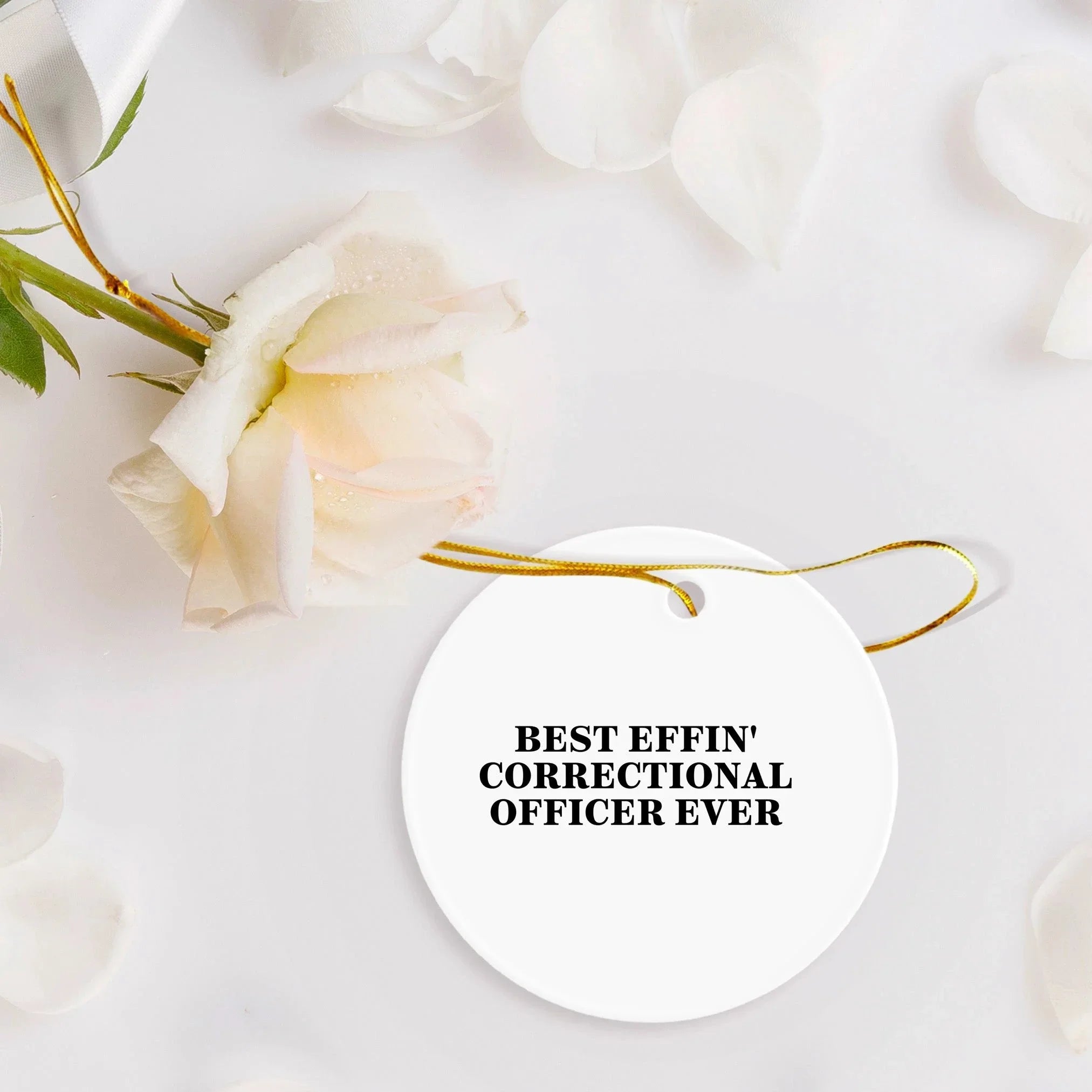 Funny Correctional Officer Gifts from Men, Gifts for Correctional Officers, Best Effin' Correctional Officer Ever Circle Ornament, Christmas Unique Presents
