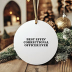 Funny Correctional Officer Gifts from Men, Gifts for Correctional Officers, Best Effin' Correctional Officer Ever Circle Ornament, Christmas Unique Presents