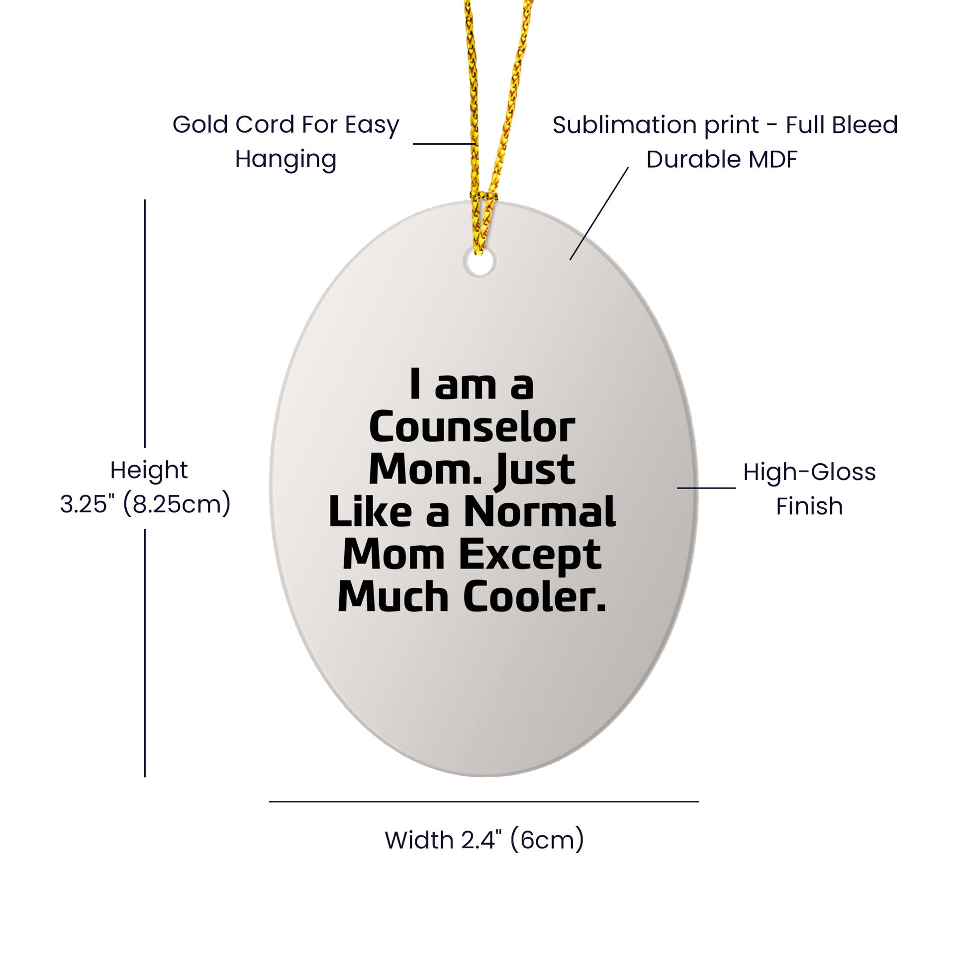 Funny Counselor Gifts for Counselor Moms, Oval Ornament with Quote, Gifts from Women for Christmas Unique Gifts