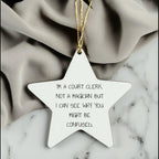 Funny Court Clerk Gifts from Friends - 'I'm A Court Clerk. Not A Magician...' Star Ornament for Court Clerk, Men, Women, and Family, Christmas Unique Presents