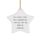 Funny Court Clerk Gifts from Friends - 'I'm A Court Clerk. Not A Magician...' Star Ornament for Court Clerk, Men, Women, and Family, Christmas Unique Presents