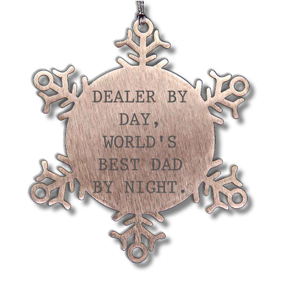 Funny Dealer Gifts Snowflake Ornament for Christmas - 'Dealer By Day, World's Best Dad By Night.'