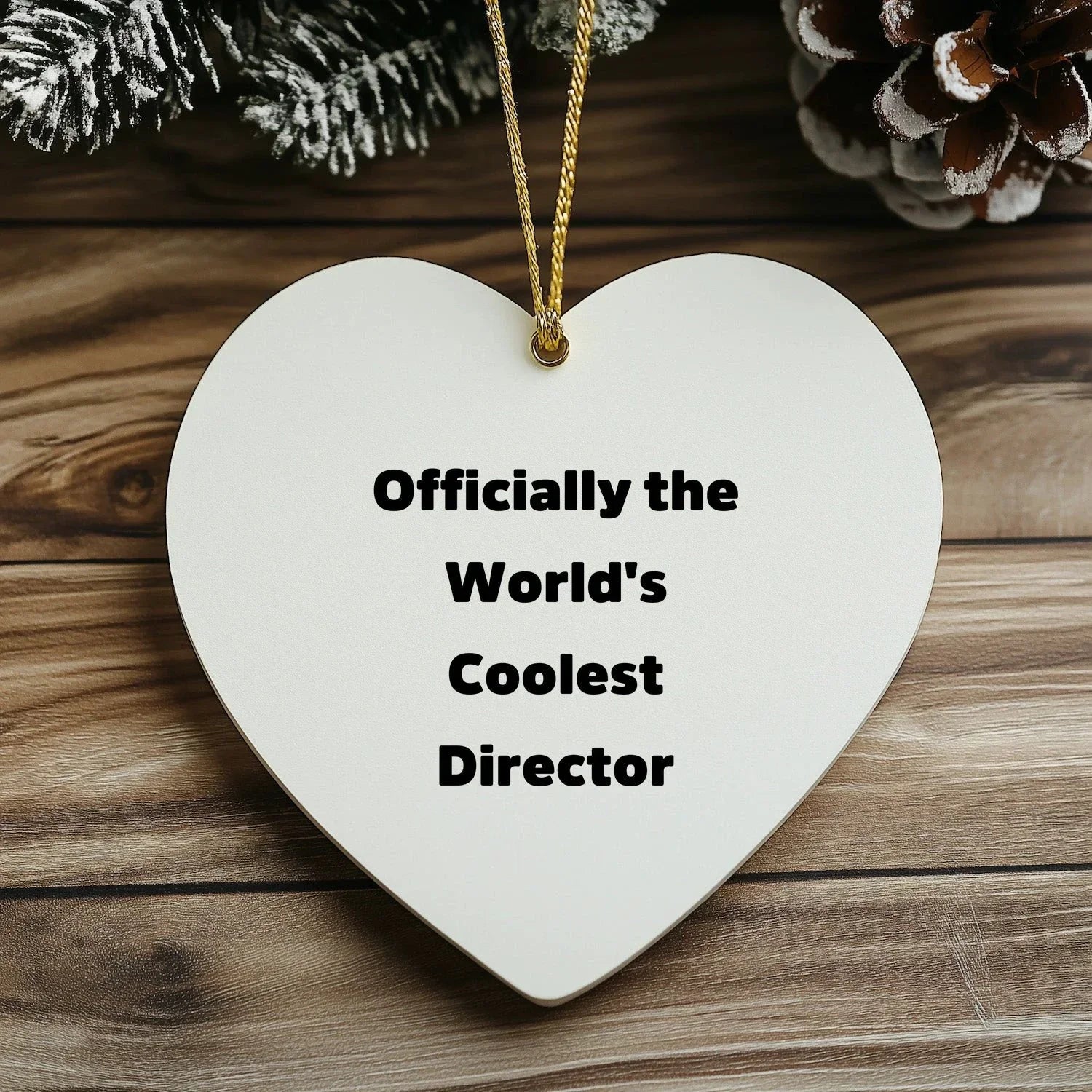 Funny Director Christmas Unique Gift Ideas - 'Officially The World's Coolest Director' Heart Ornament for Men, Women, Friends or Coworkers