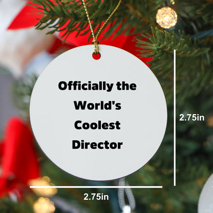 Funny Director Gifts from Friends, Circle Ornament with 'Officially The World's Coolest Director' Quote for Christmas Unique Gifts for Director