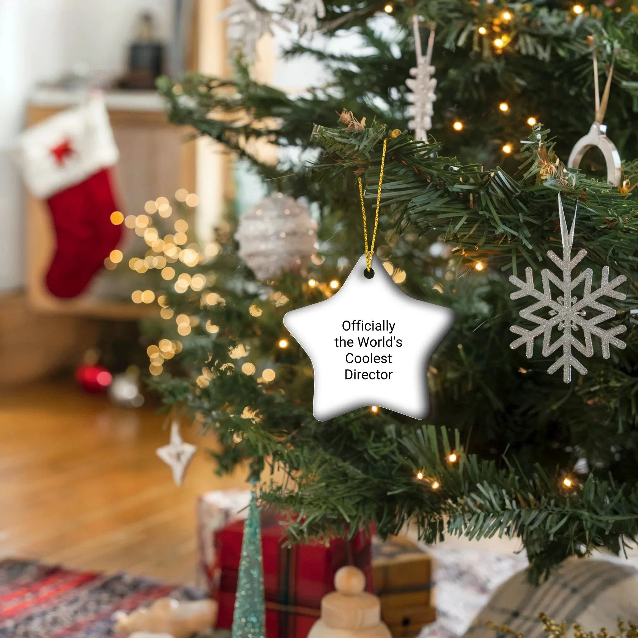 Funny Director Gifts from Men to Officially The World's Coolest Director Star Ornament, 'Officially The World's Coolest Director' Quote, Christmas Unique Gifts for Him