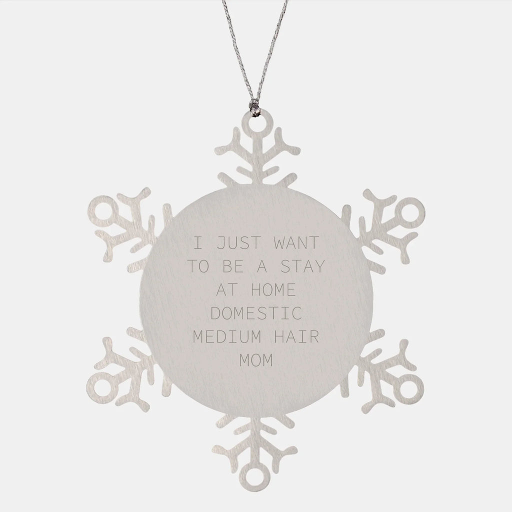 Funny Domestic Medium Hair Cat Mom Gifts Snowflake Ornament for Christmas from Friends to Family