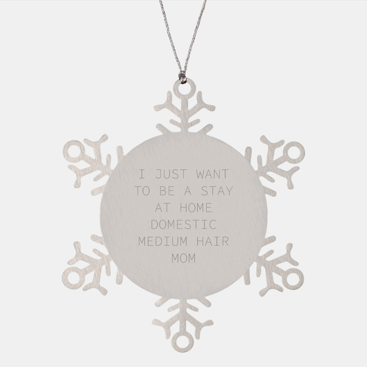Funny Domestic Medium Hair Cat Mom Gifts Snowflake Ornament for Christmas from Friends to Family