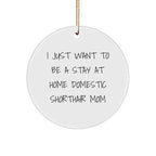 Funny Domestic Shorthair Cat Gifts from Mom - I Just Want To Be A Stay At Home Mom, Christmas Circle Ornament for Domestic Shorthair Cat Lovers, Gifts for Her