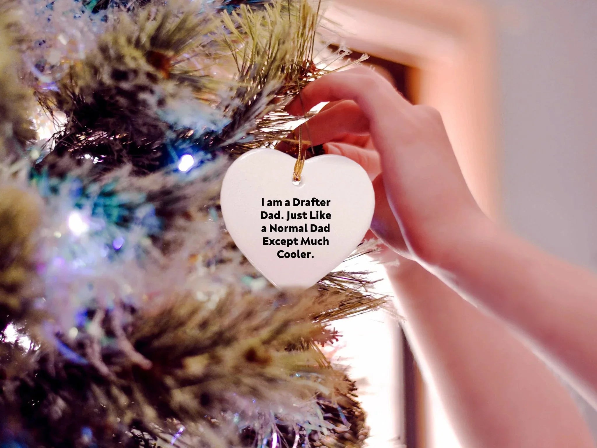 Funny Drafter Dad Gifts, I Am A Drafter Dad, Heart Ornament, Christmas Decorations for Men, Women, Friends, Family