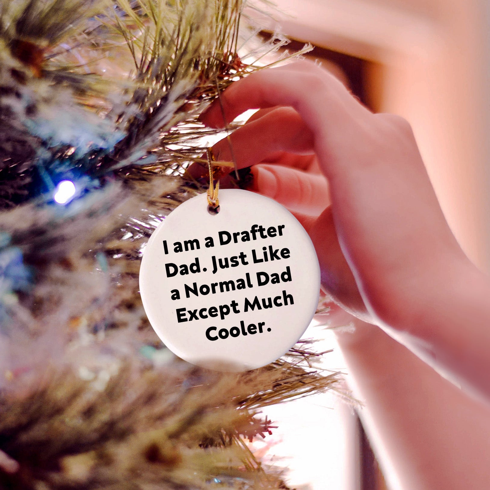 Funny Drafter Dad Gifts for Circle Ornament Lovers - 'I Am A Drafter Dad' - Christmas Unique Presents from Men to Family