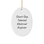 Funny Electrical Engineer Gifts from Friends for Men, 'Smart Sexy Talented' Oval Ornament, Christmas Unique Presents
