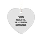 Funny European Shorthair Cat Dad Gifts for Men, Heart Ornament with Quote 'I'm Not A Regular Dad. I'm An European Shorthair Dad.' for Christmas Unique Gifts from Family