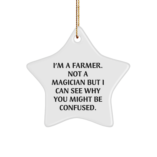 Funny Farmer Gifts: I'm A Farmer. Not A Magician, Star Ornament for Men, Women, or Friends, Gifts from Family, Perfect for Christmas Decorations