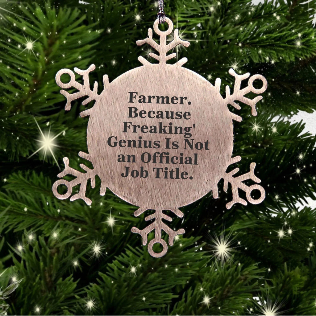 Funny Farmer Gifts - Snowflake Ornament, 'Farmer. Because Freaking' genius Is Not An Official Job Title.,' Christmas Unique Gifts from Friends to Farmer