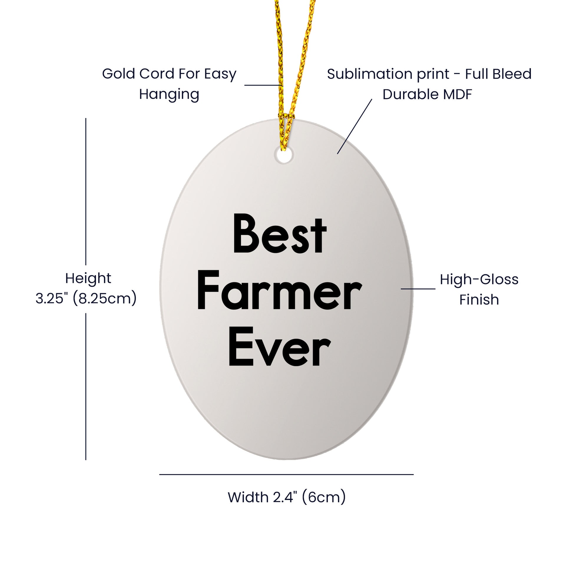 Funny Farmer Gifts from Best Farmers Ever, Oval Ornament for Christmas Memorable Presents, Gifts for Farmer Friends and Family
