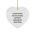 Funny Farmer Gifts from Friends, 'I'm Not Perfect But I'm A Farmer' Heart Ornament for Christmas,