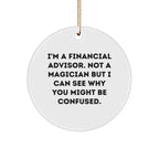 Funny Financial Advisor Gifts from Friends, Circle Ornament for Christmas, I'm Not a Magician but I Can See Why You Might Be Confused, Gifts for Financial Advisors, Men, Women, Coworkers, Family