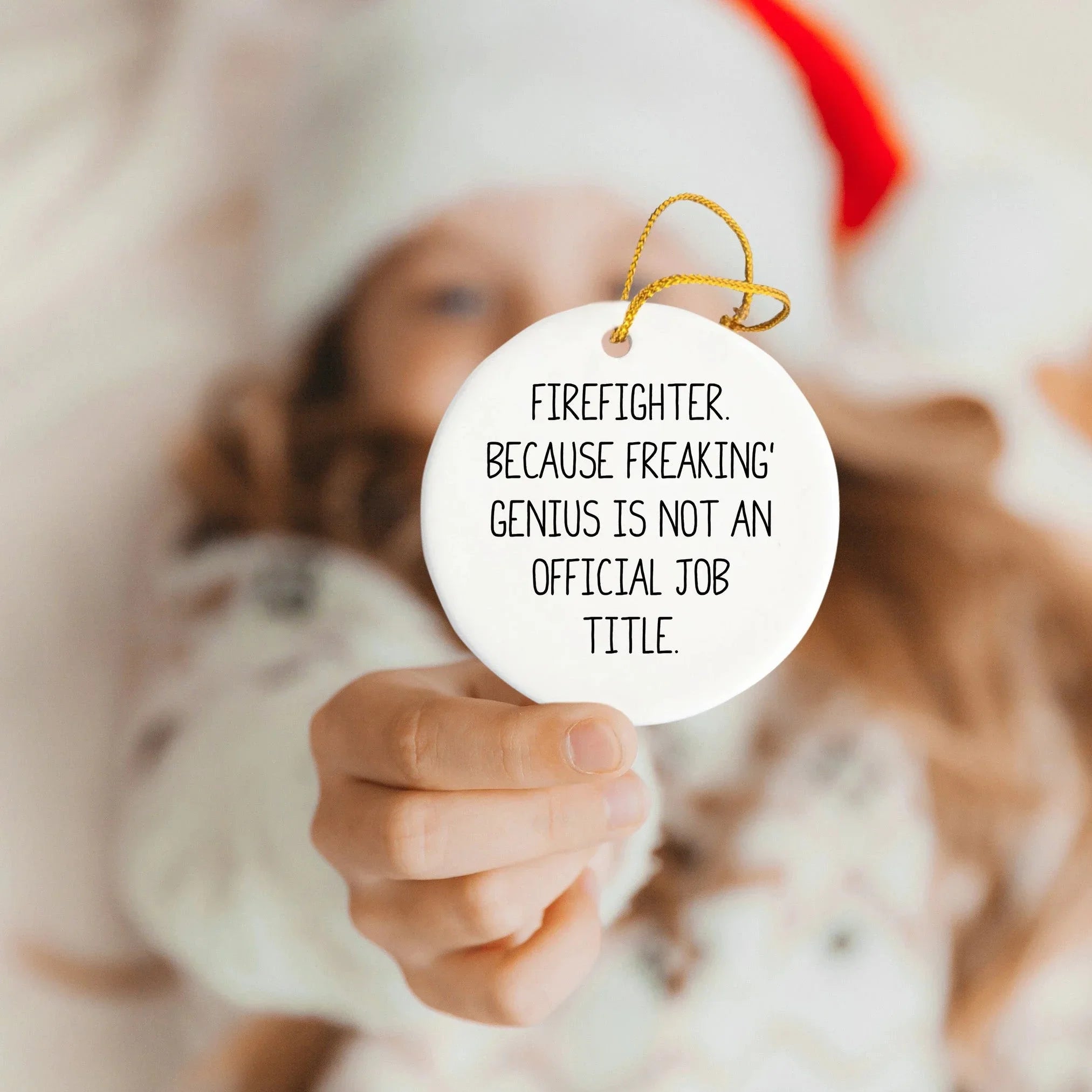 Funny Firefighter Gifts from Men, Circle Ornament with Inspirational Quote for Firefighter, Unique Christmas Unique Gifts for Friends and Family