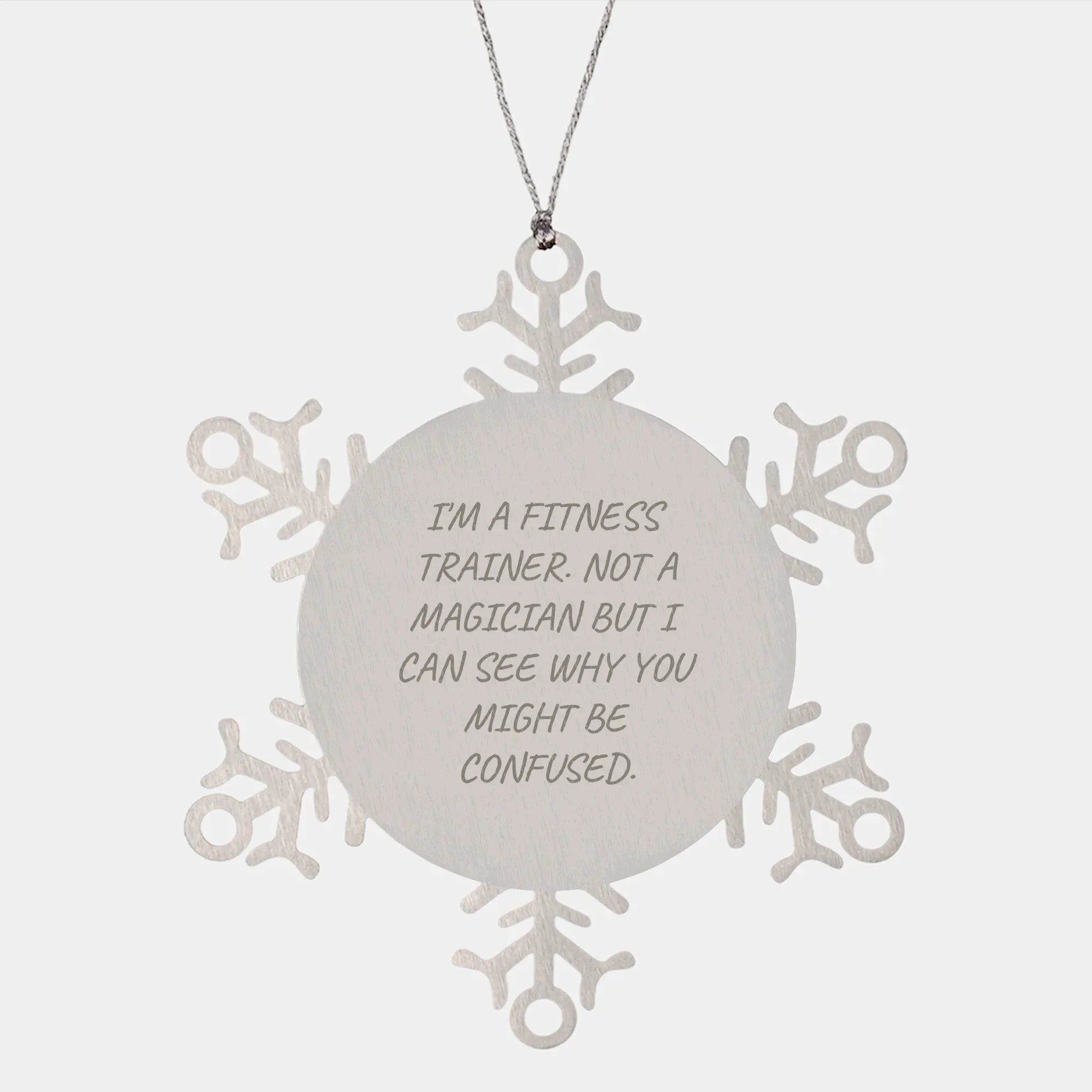 Funny Fitness Trainer Gifts from Friends, Snowflake Ornament for Women, Unique Christmas Memorable Presents for Fitness Trainers, Shatterproof Stainless Steel Decor