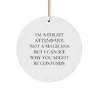 Funny Flight Attendant Gifts from Friends - I'm A Flight Attendant. Not A Magician But I Can See Why You Might Be Confused. Circle Ornament for Christmas