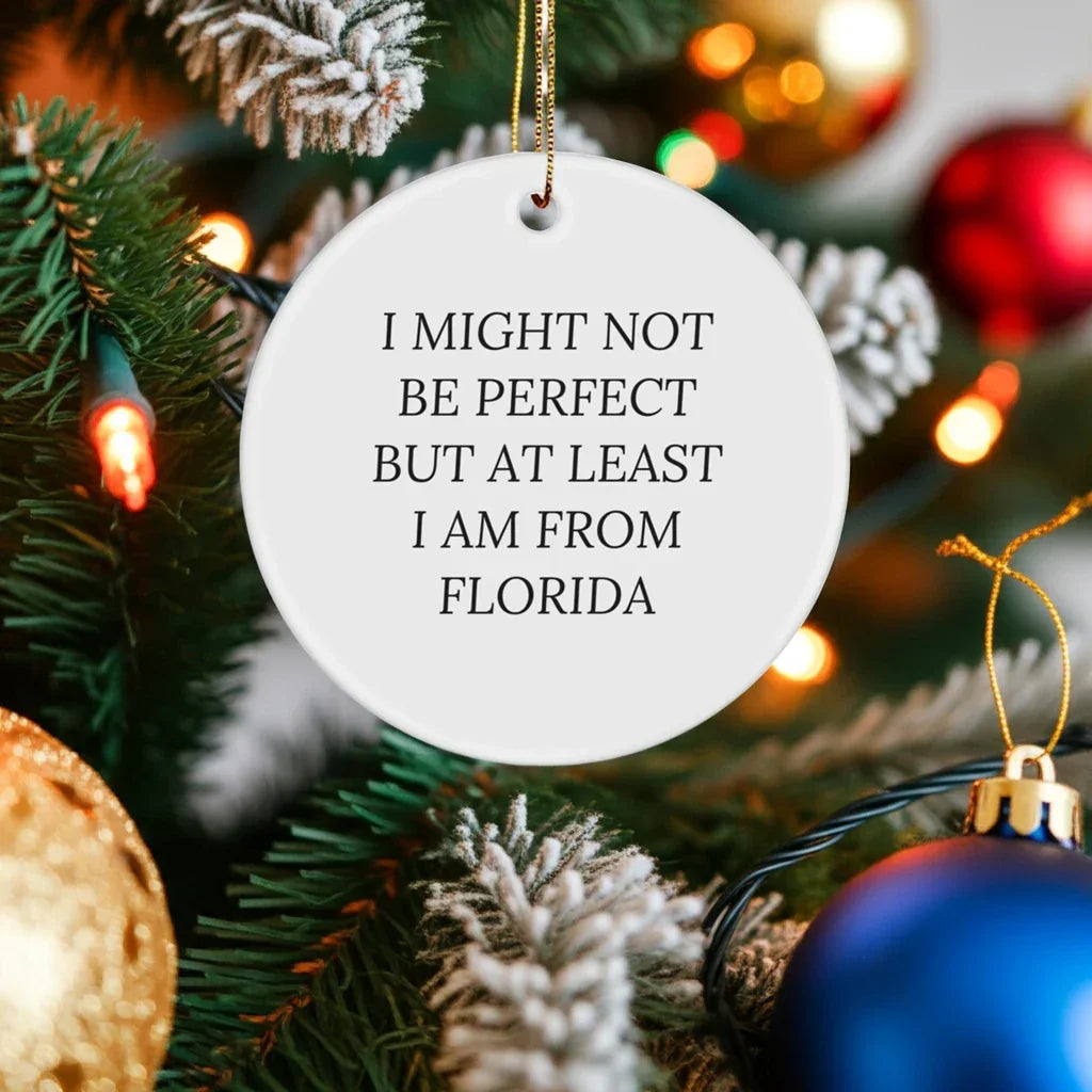 Funny Florida Circle Ornaments for Friends and Family - 'I Might Not Be Perfect But At Least I Am From Florida' Gifts