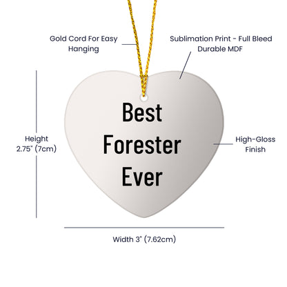 Funny Forester Gifts for Men - Best Forester Ever Heart Ornament, Christmas Unique Gifts from Friends