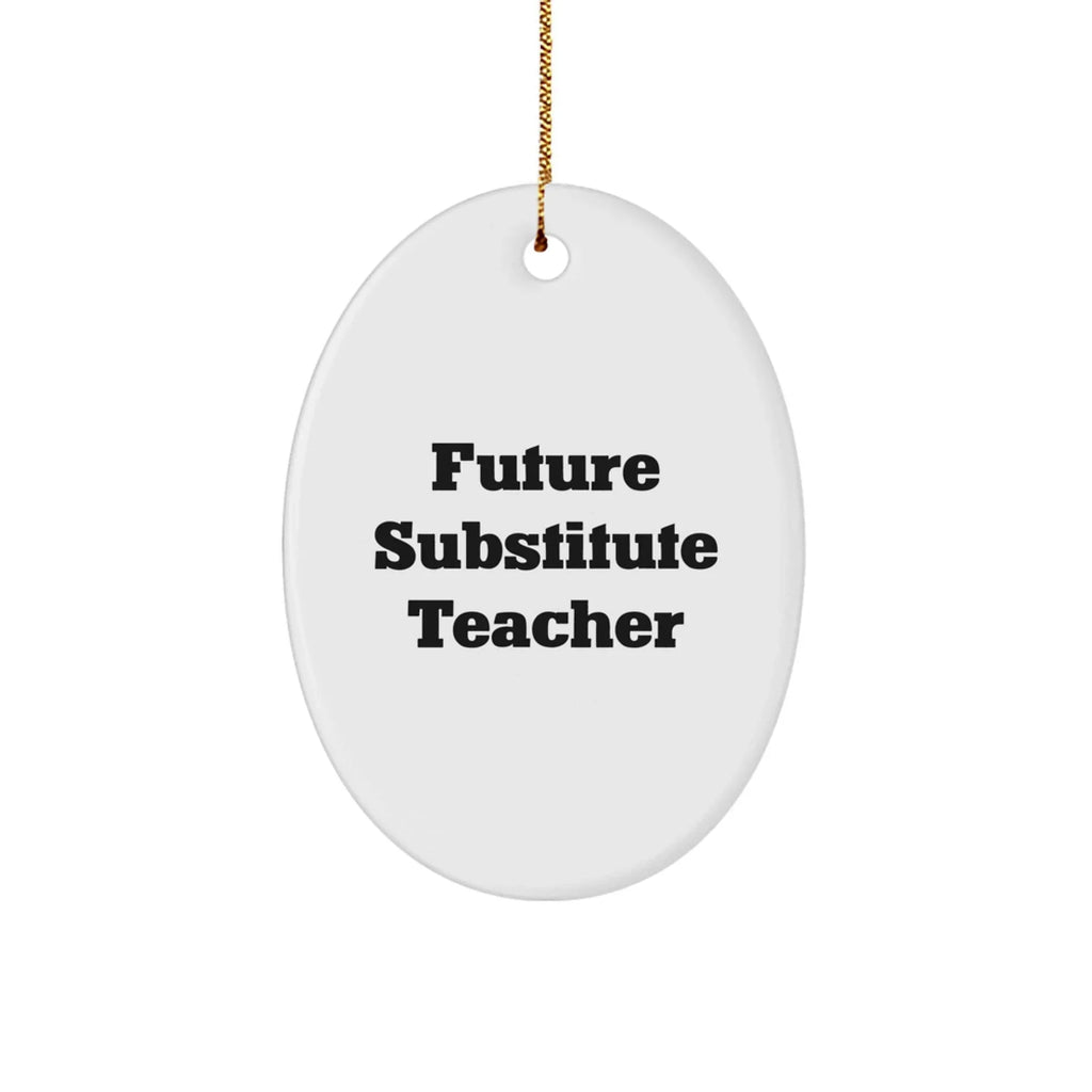 Funny Future Substitute Teacher Oval Ornament, Christmas Unique Gifts from Friends, Gifts for Substitute Teacher, Inspirational Quote