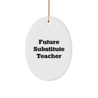 Funny Future Substitute Teacher Oval Ornament, Christmas Unique Gifts from Friends, Gifts for Substitute Teacher, Inspirational Quote