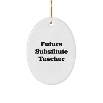 Funny Future Substitute Teacher Oval Ornament, Christmas Unique Gifts from Friends, Gifts for Substitute Teacher, Inspirational Quote