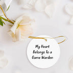 Funny Game Warden Gifts for Friends or Family - 'My Heart Belongs To A Game Warden' Circle Ornament with Christmas Unique Gift from, Gifts for Game Wardens, Men, and Women