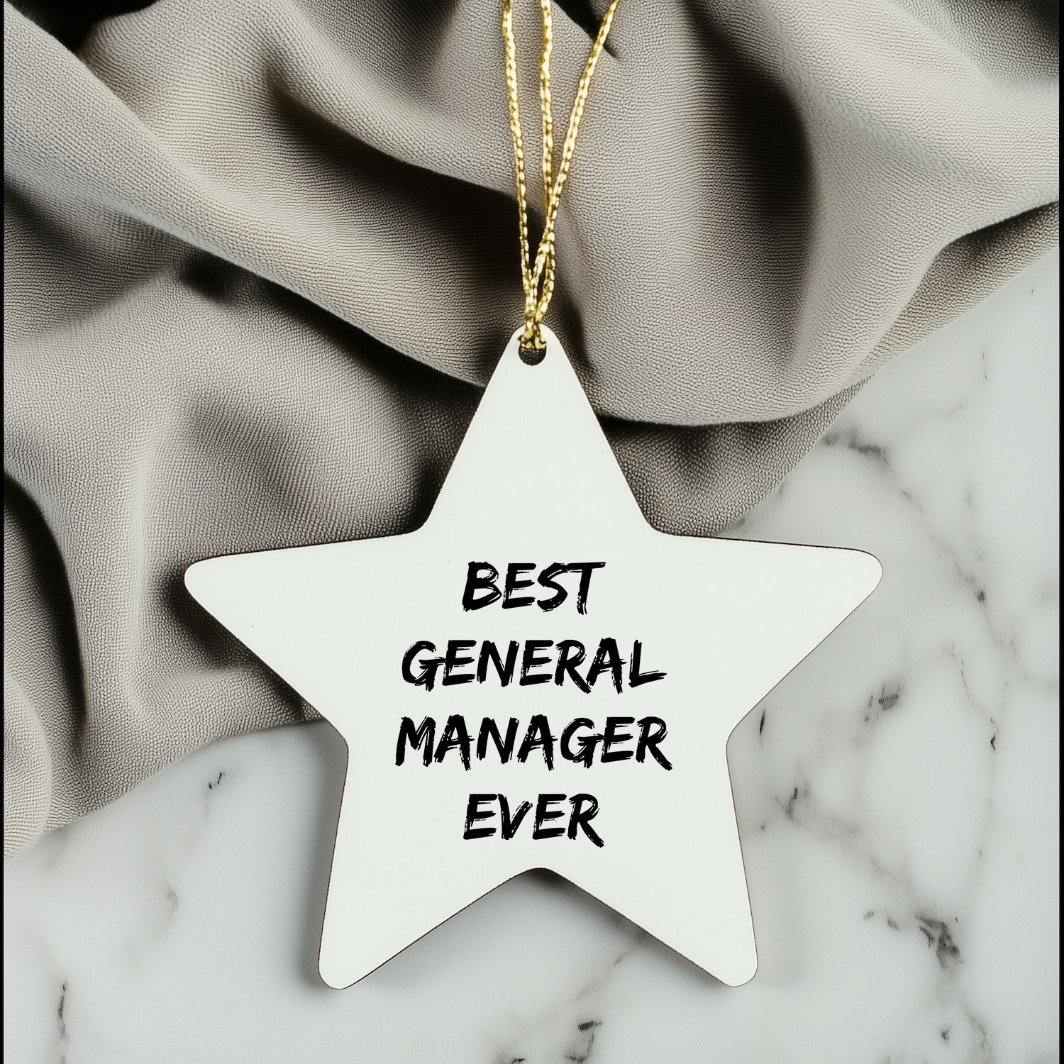 Funny General Manager Gift, 'Best General Manager Ever' Star Ornament for Office Decor, Gifts from Friends for Christmas