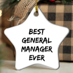 Funny General Manager Gift, 'Best General Manager Ever' Star Ornament for Office Decor, Gifts from Friends for Christmas